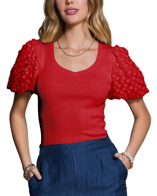 Blusa punto manga globo 3D para mujer
