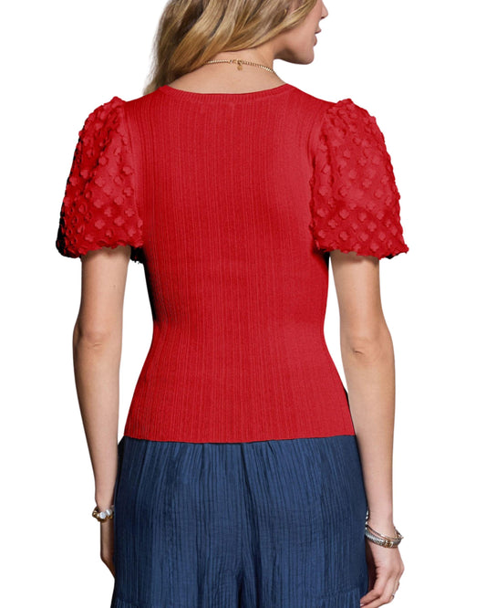 Blusa roja elegante con mangas tipo globo