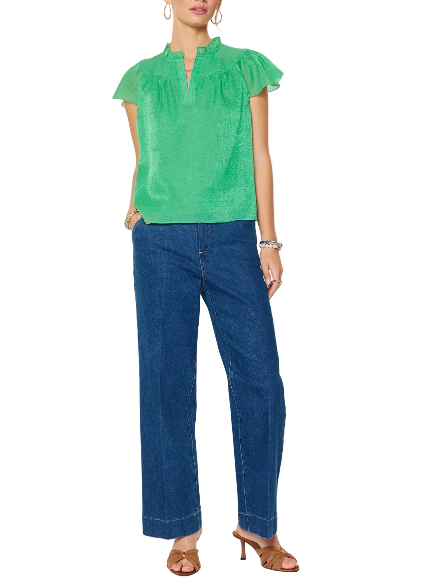 Blusa Verde Esmeralda Manga Corta completa