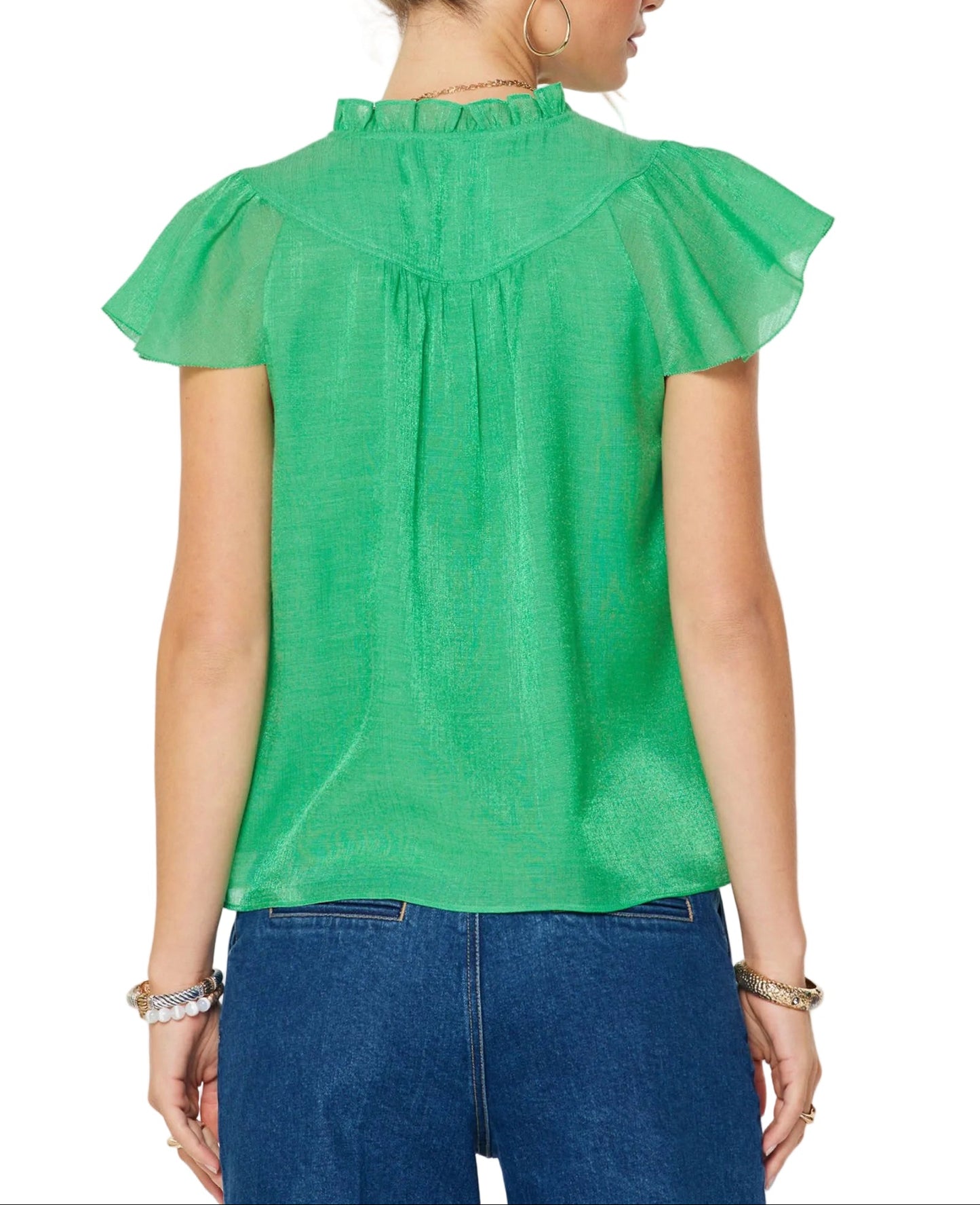 Blusa Verde esmeralda manga corta
espalda