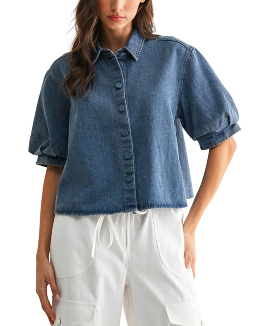 Blusa de Mezclilla Manga Globo