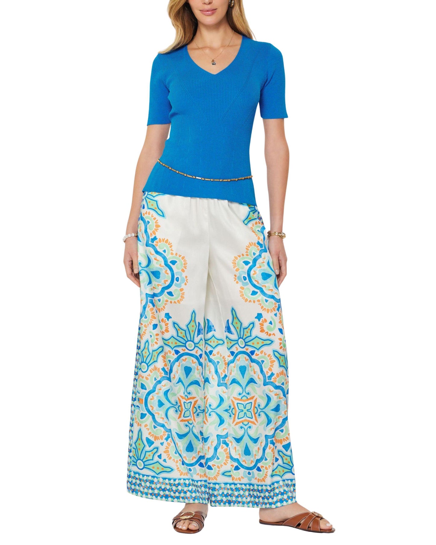Blusa de Punto Azul Tejido Canalé