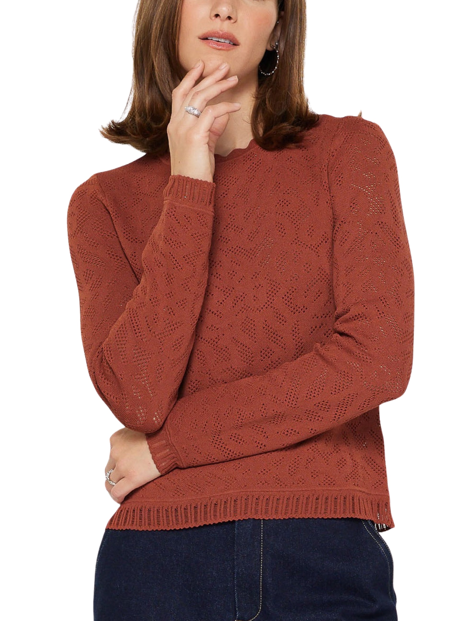 Blusa de punto calado terracota Escorpio Boutique