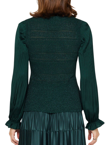 Blusa elegante metálica con mangas plisadas para mujer Escorpio Boutique 