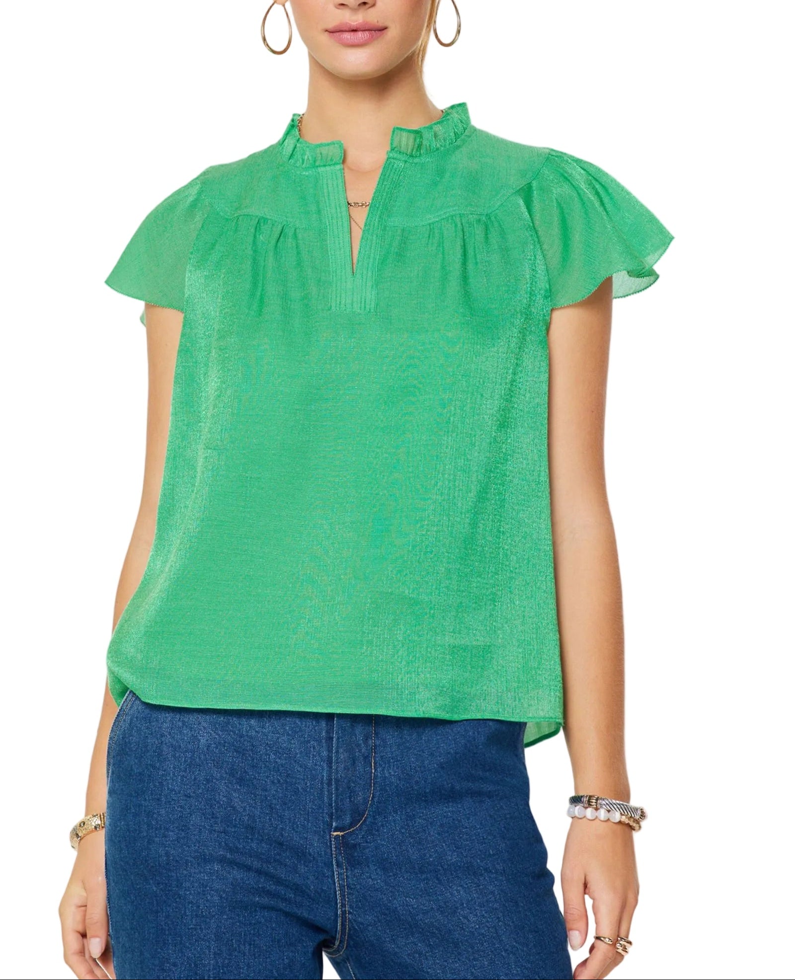 Blusa verde esmeralda manga corta
