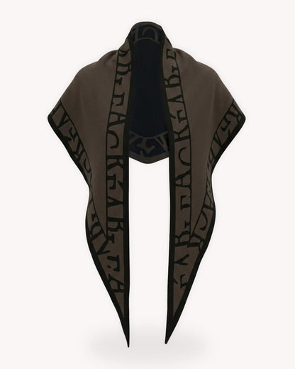 Chal reversible bicolor de punto vista de producto en taupe con bordes negros