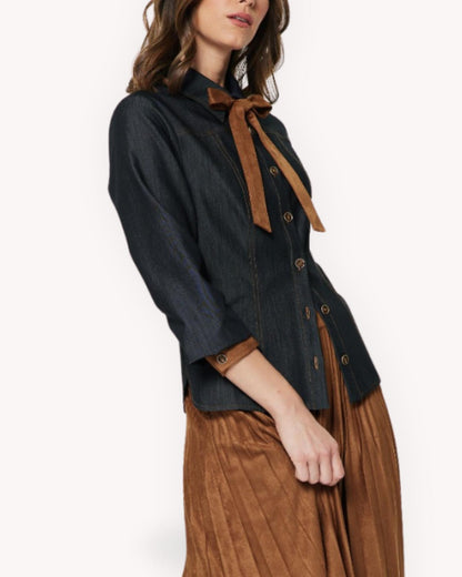 Camisa Denim con Ante Vegano