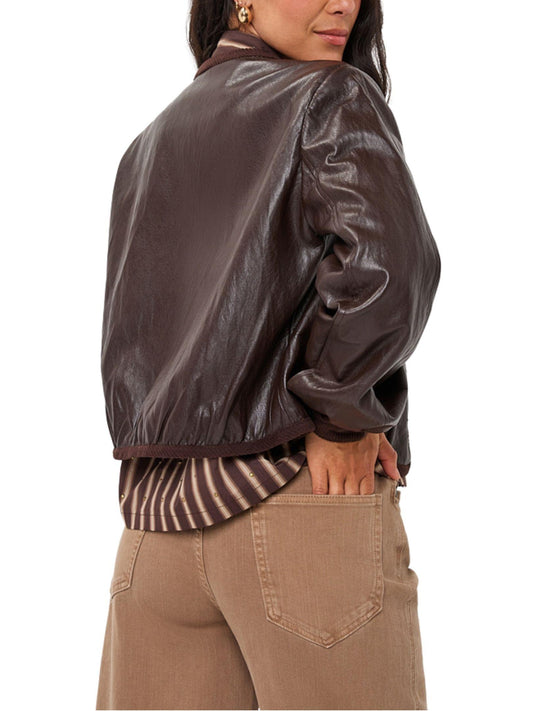 Chaqueta de piel sintética EsQualo color cacao vista posterior