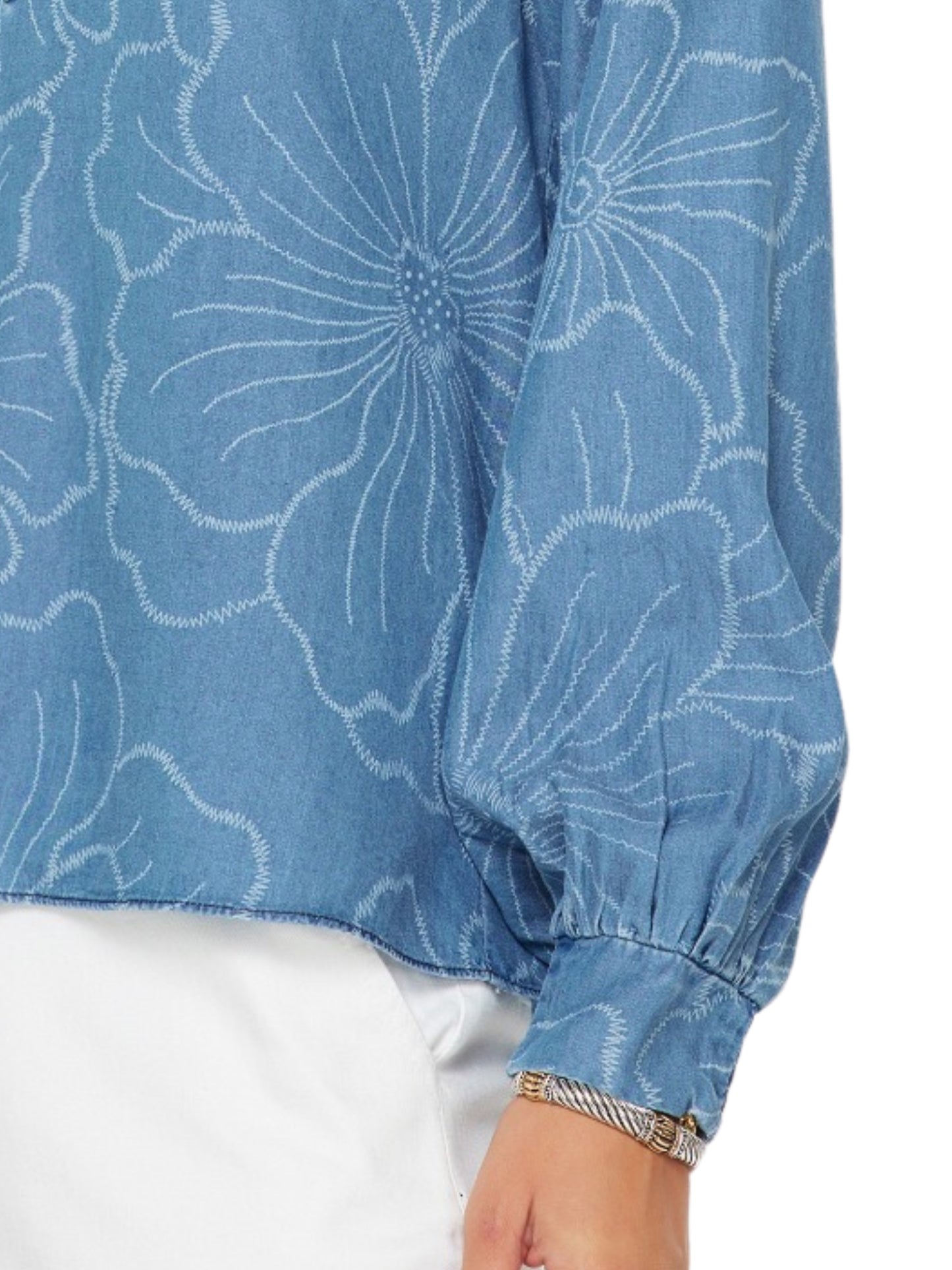 Escorpio Boutique - Blusa en Denim Manga Larga