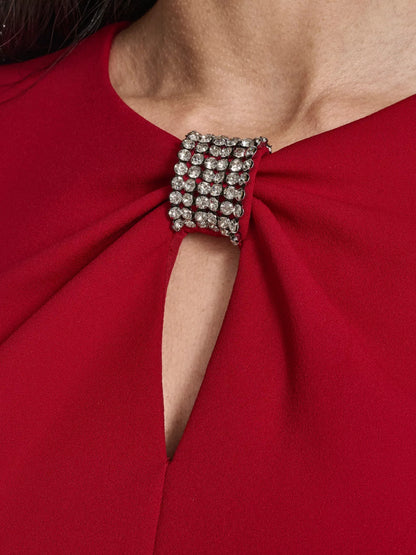 Escorpio Boutique - Vestido Midi Rojo Con Moño