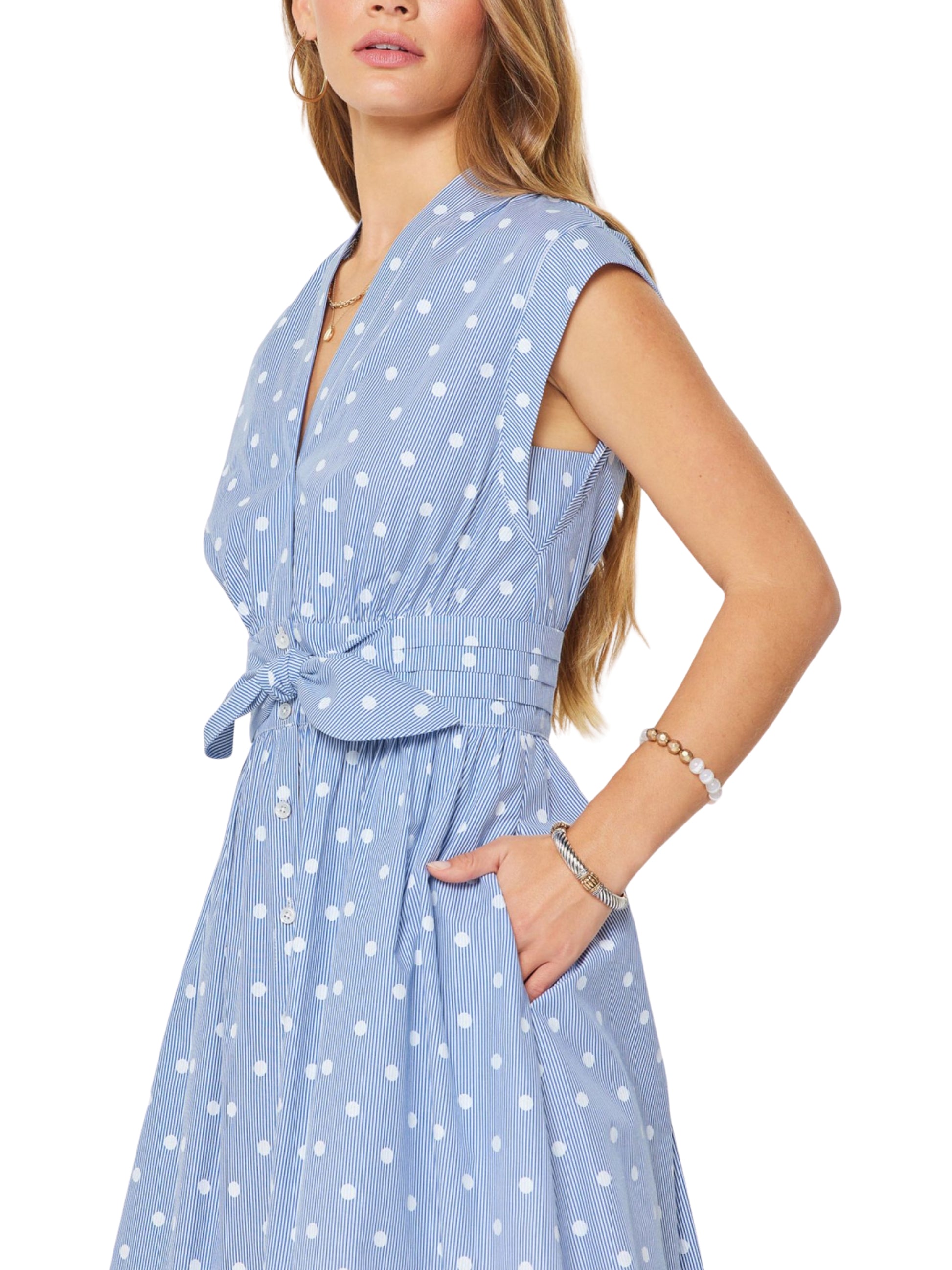 Vestido Midi Manga Corta Con Lunares - Escorpio Boutique