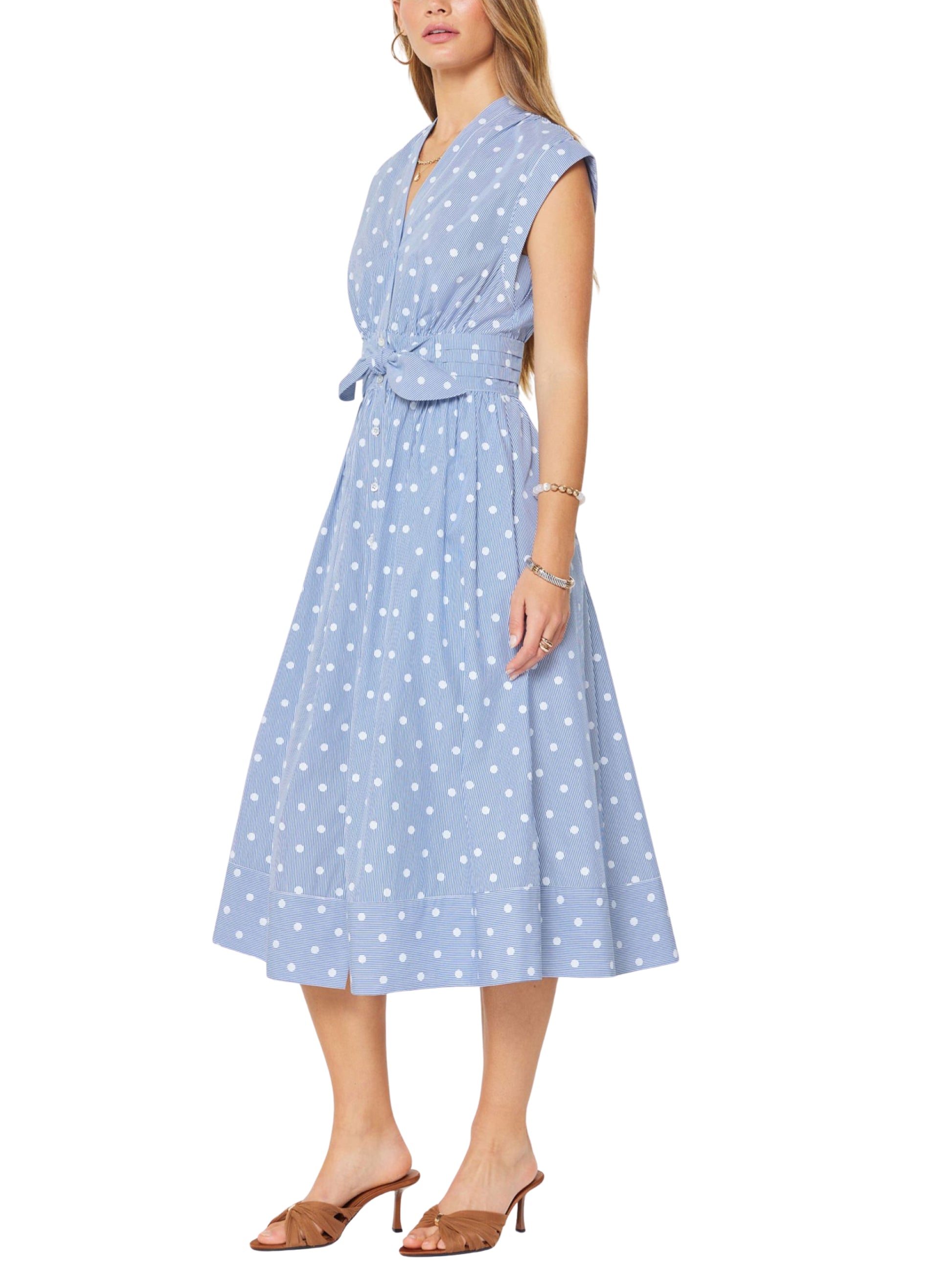 Vestido Midi Manga Corta Con Lunares - Escorpio Boutique