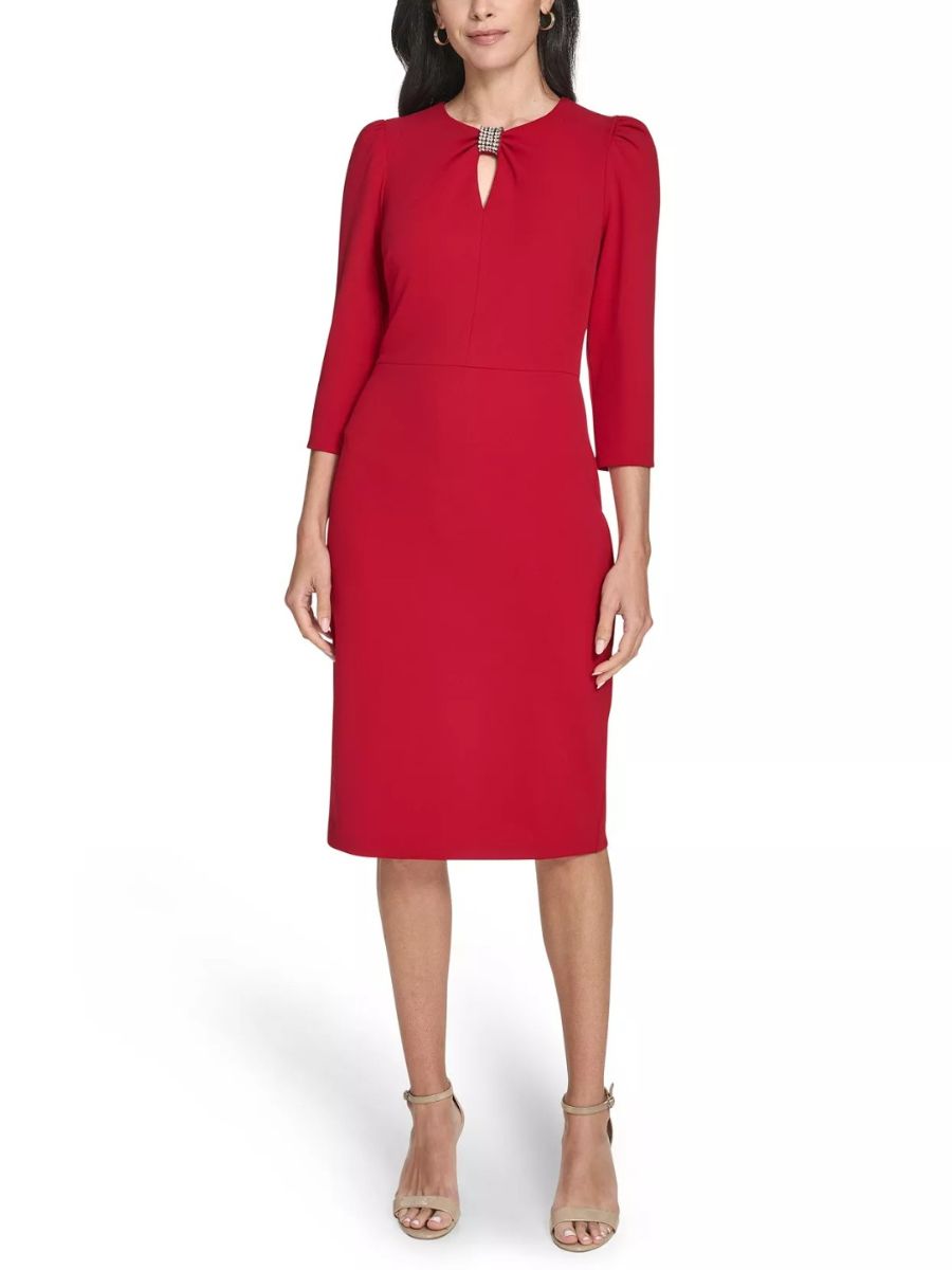 Vestido Midi Rojo Con Moño - Escorpio Boutique