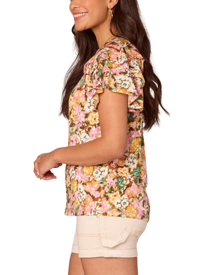 Blusa de manga corta con olanes.