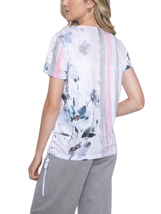 Blusa de manga corta con encaje