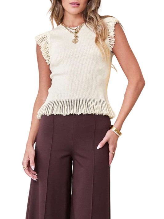 Blusa de punto con manga escarola