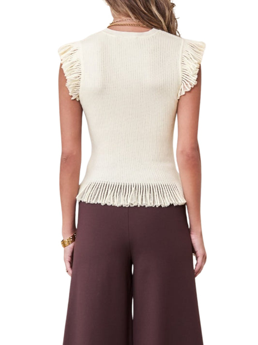 Blusa de punto con manga escarola
