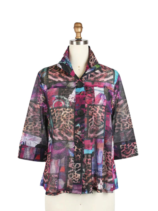 Saco en mesh print de leopardo multicolor - Escorpio Boutique