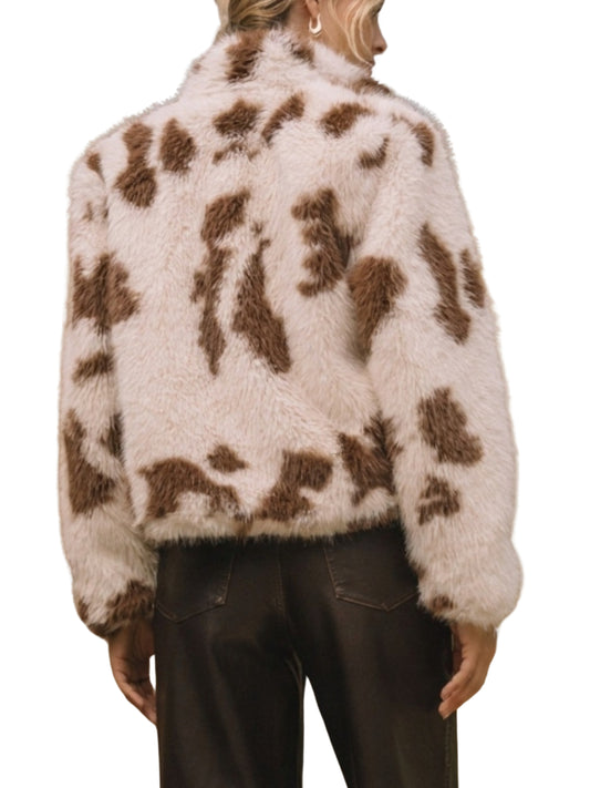 Chaqueta afelpada print vaca