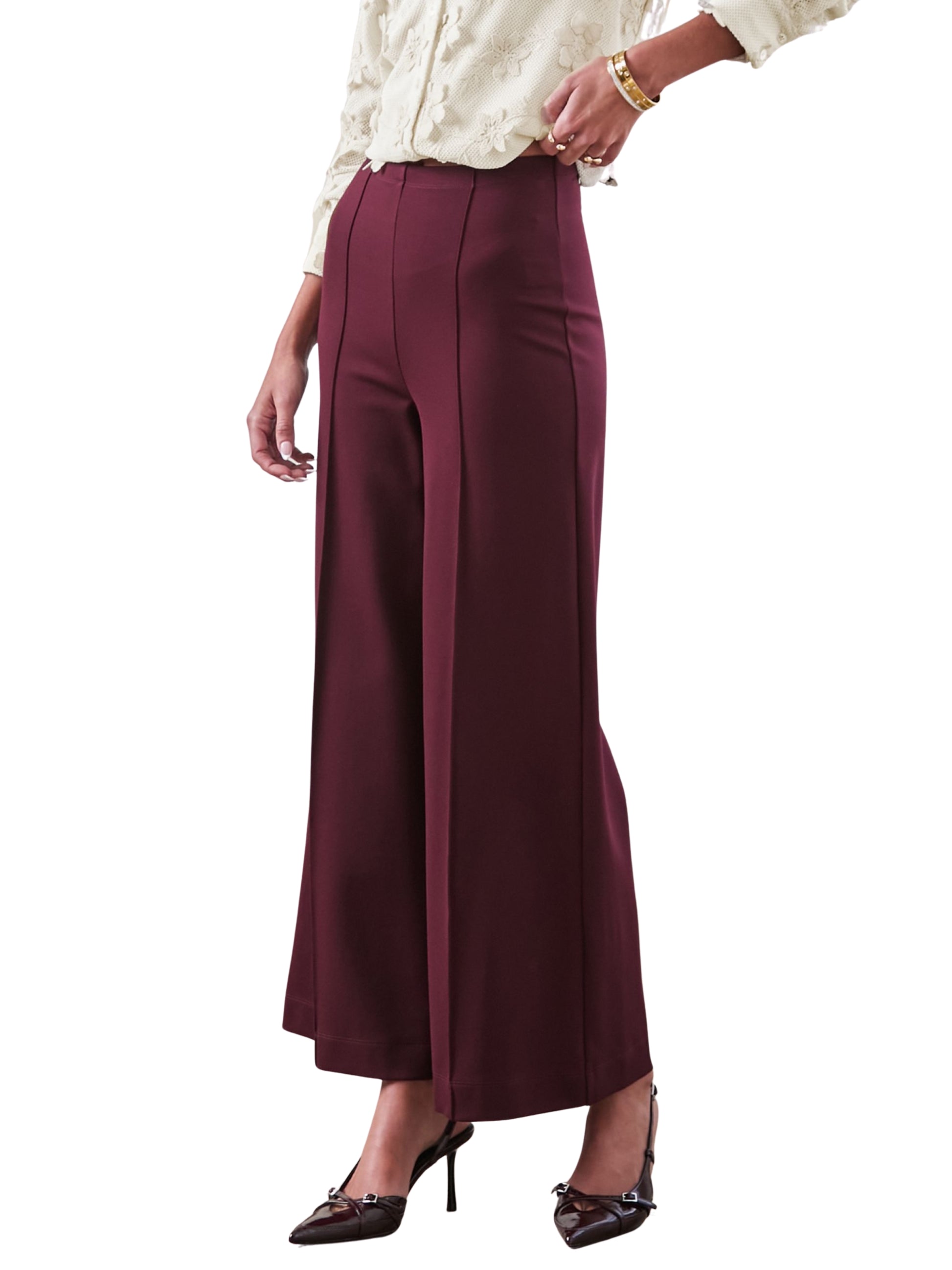 Pantalón de pierna amplia en ponte. - Escorpio Boutique