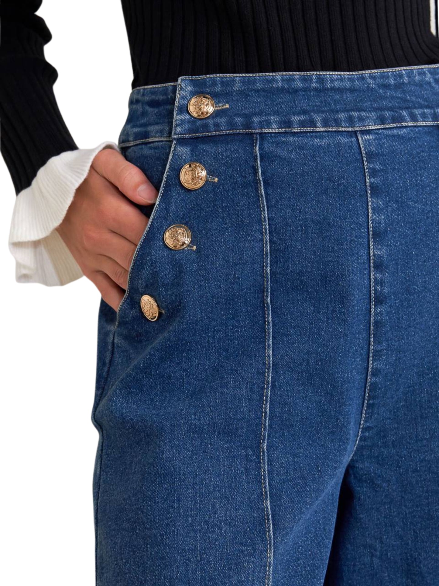 Jeans de piena amplia tipo marinero