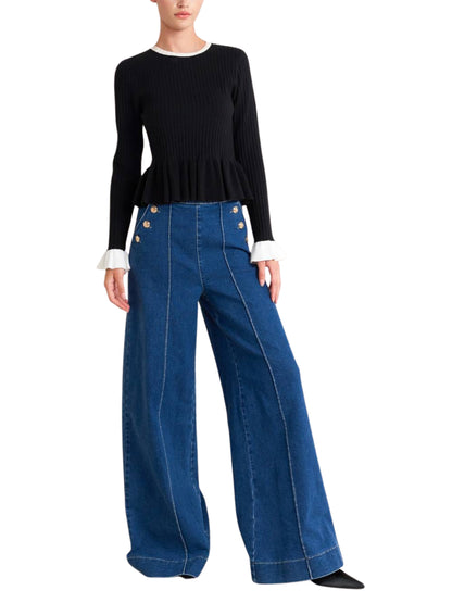 Jeans de piena amplia tipo marinero