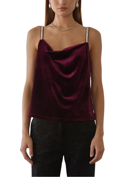 Blusa de terciopelo con tirantes de cristal - Escorpio Boutique
