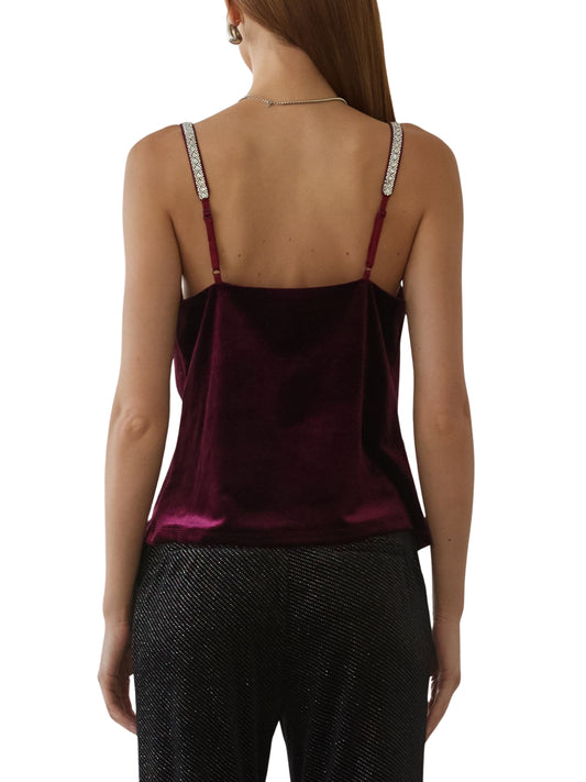 Blusa de terciopelo con tirantes de cristal - Escorpio Boutique
