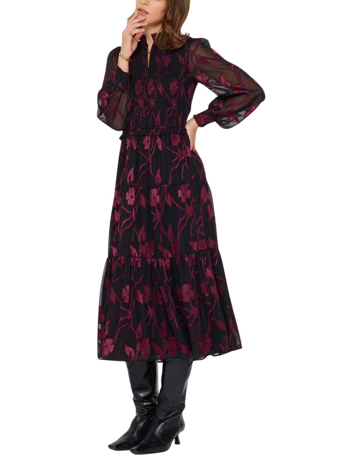 Vestido Midi de Gasa Burnout