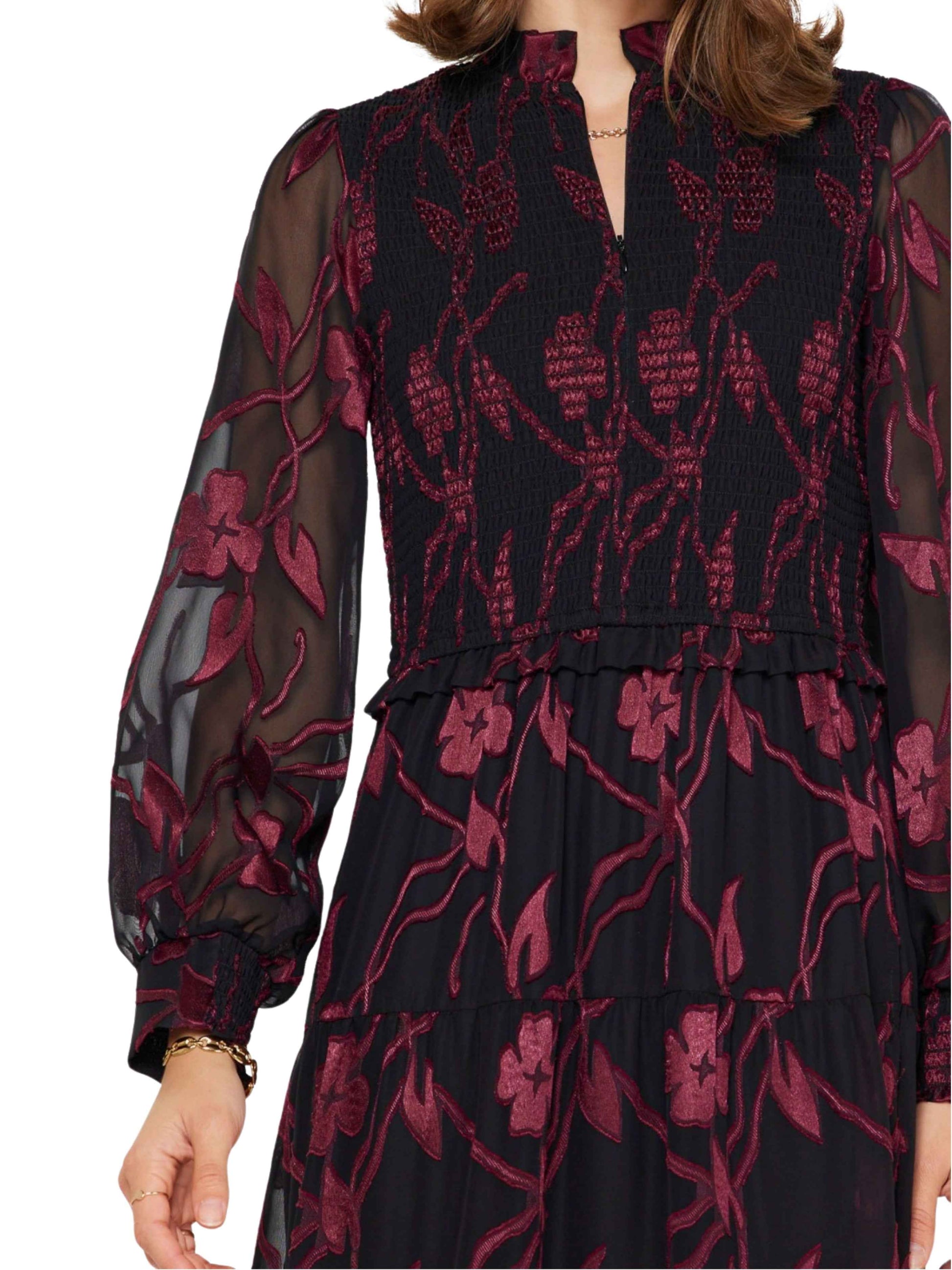 Vestido Midi de Gasa Burnout