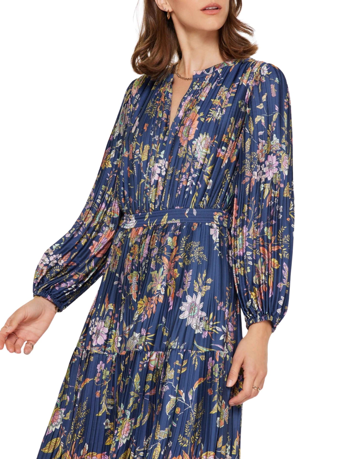 Vestido Midi Satinado con Print Amibas