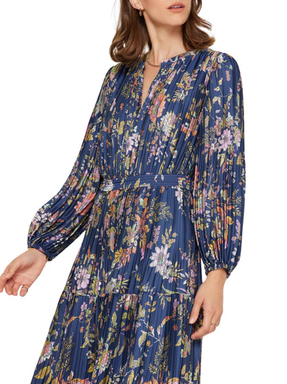 Vestido Midi Satinado con Print Amibas