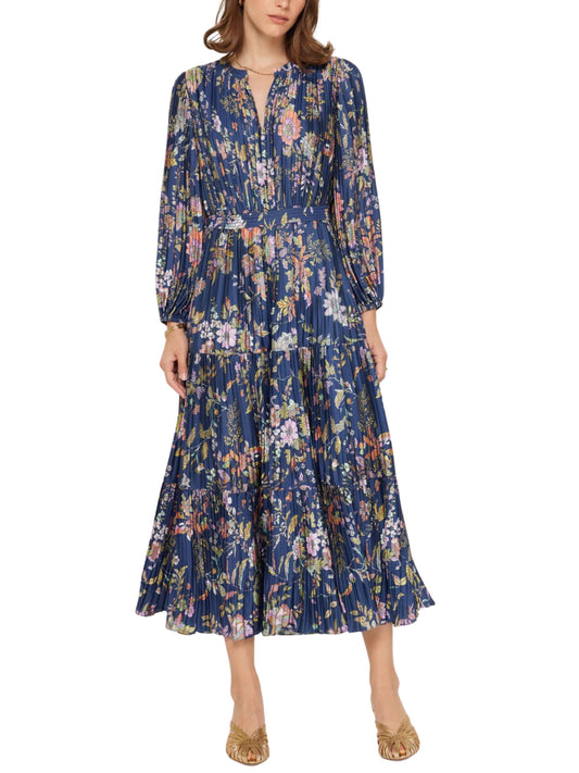 Vestido Midi Satinado con Print Amibas