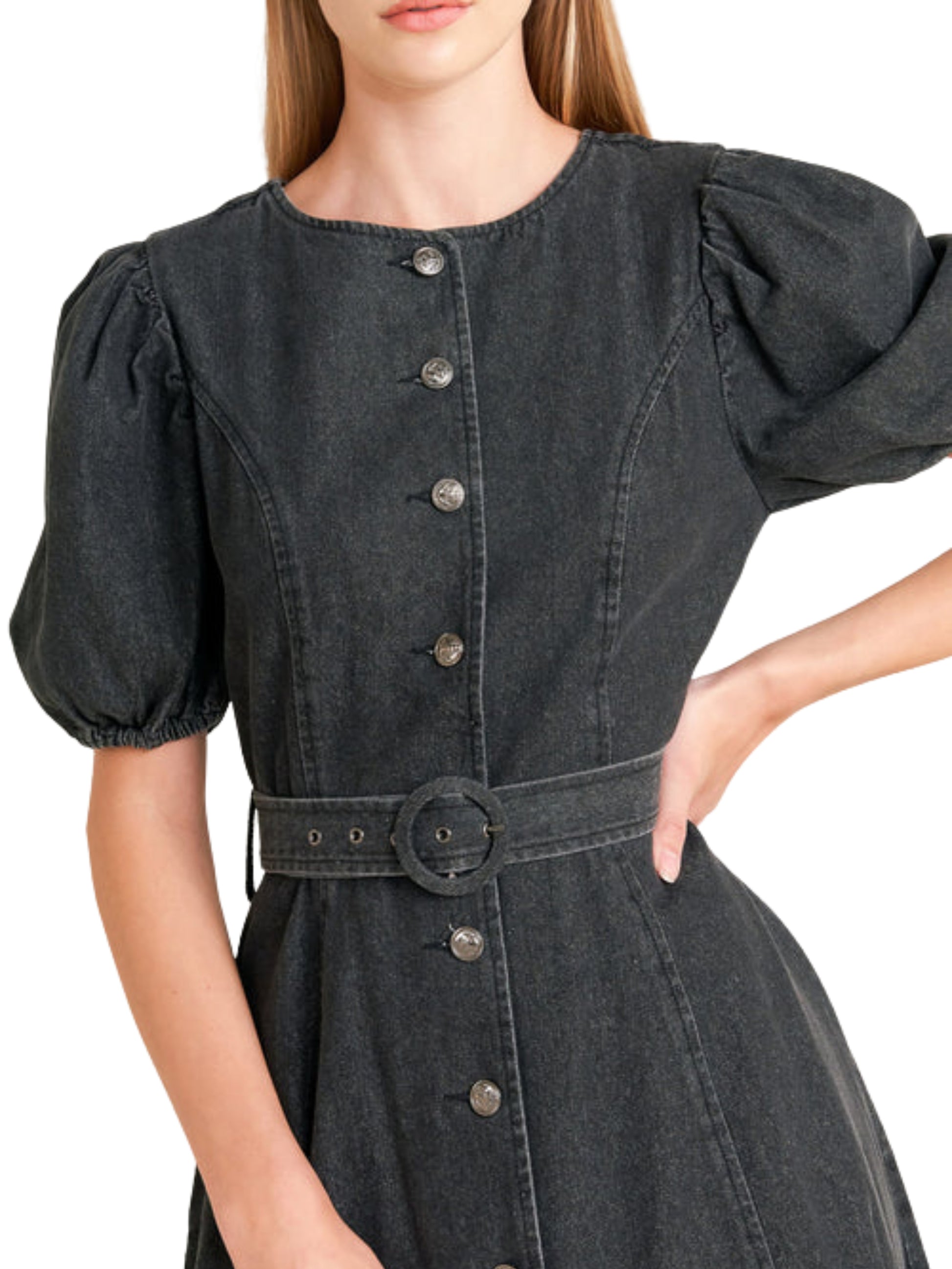 Vestido Midi de Mezclilla con Cinturón. - Escorpio Boutique