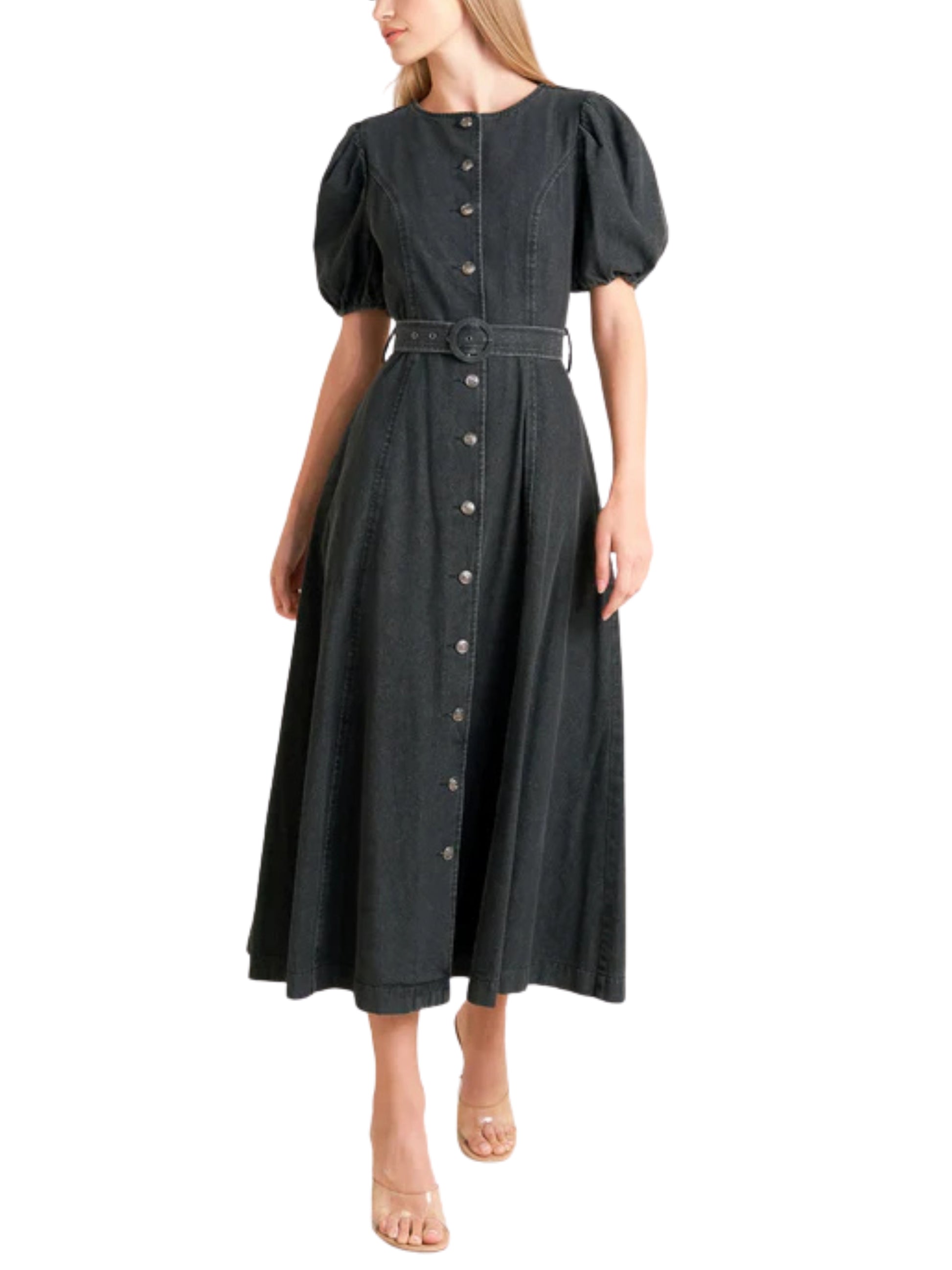 Vestido Midi de Mezclilla con Cinturón. - Escorpio Boutique