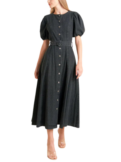 Vestido Midi de Mezclilla con Cinturón. - Escorpio Boutique