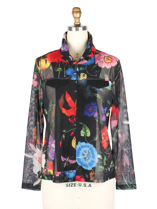 Conjunto de Chaqueta y Blusa Floral en Mesh - Escorpio Boutique