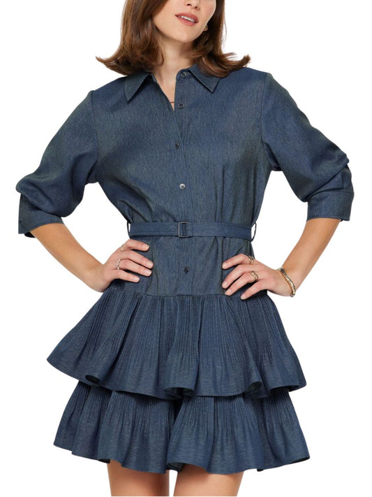 Vestido Corto de Mezclilla con Olanes - Escorpio Boutique