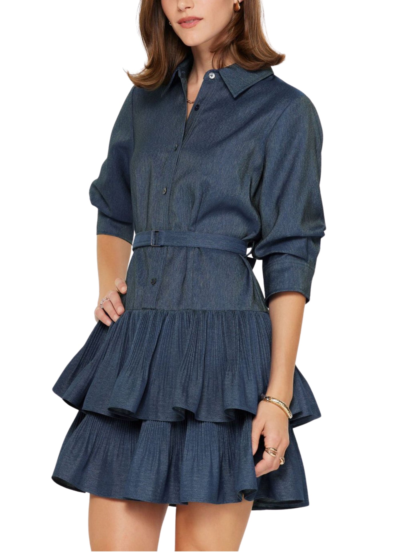 Vestido Corto de Mezclilla con Olanes - Escorpio Boutique