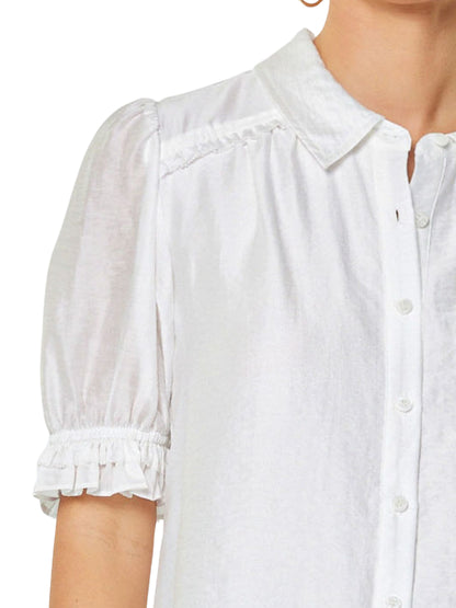 Blusa Blanca Semimetálica Manga Corta Elegante - Escorpio Boutique