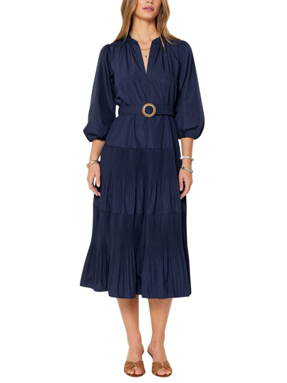 Vestido Midi Plisado de Manga Corta - Escorpio Boutique