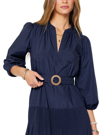 Vestido Midi Plisado de Manga Corta - Escorpio Boutique