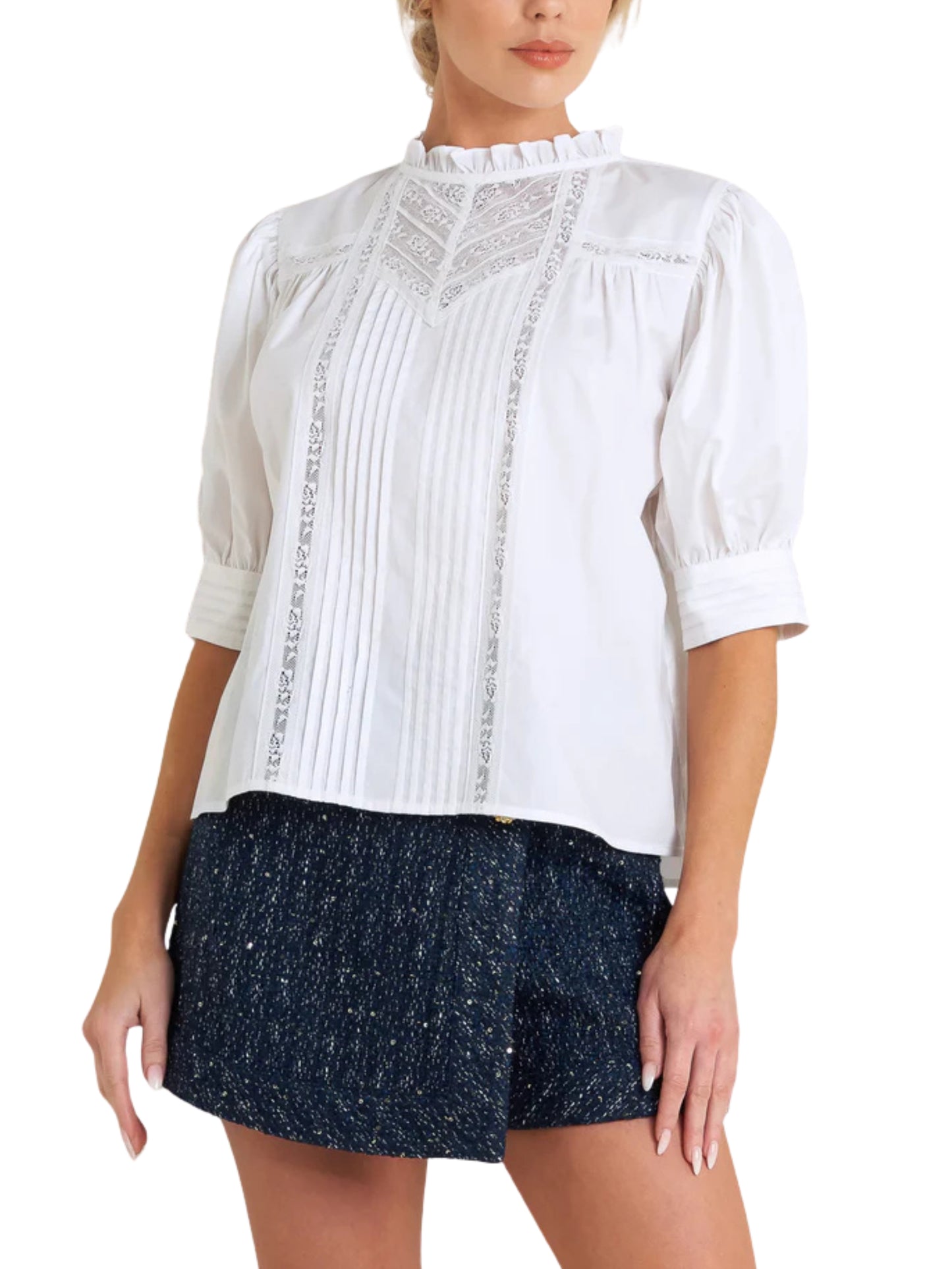 Blusa de manga corta con encaje - Escorpio Boutique