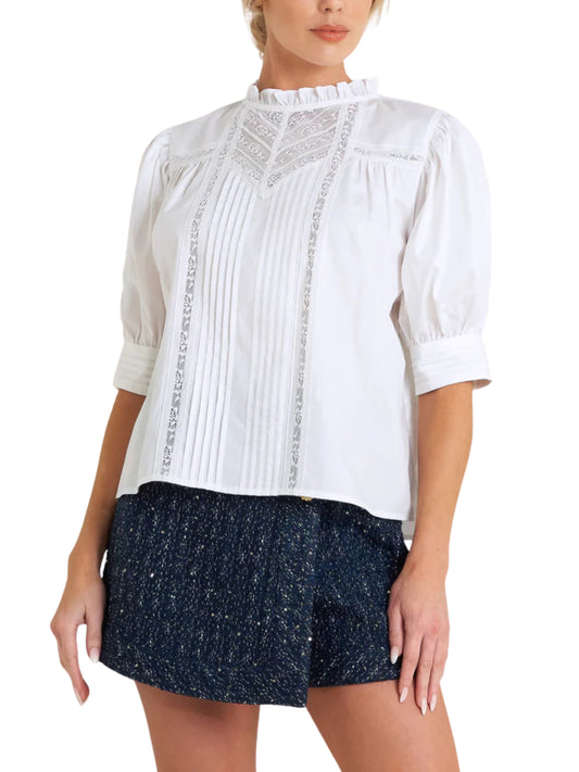 Blusa de manga corta con encaje - Escorpio Boutique
