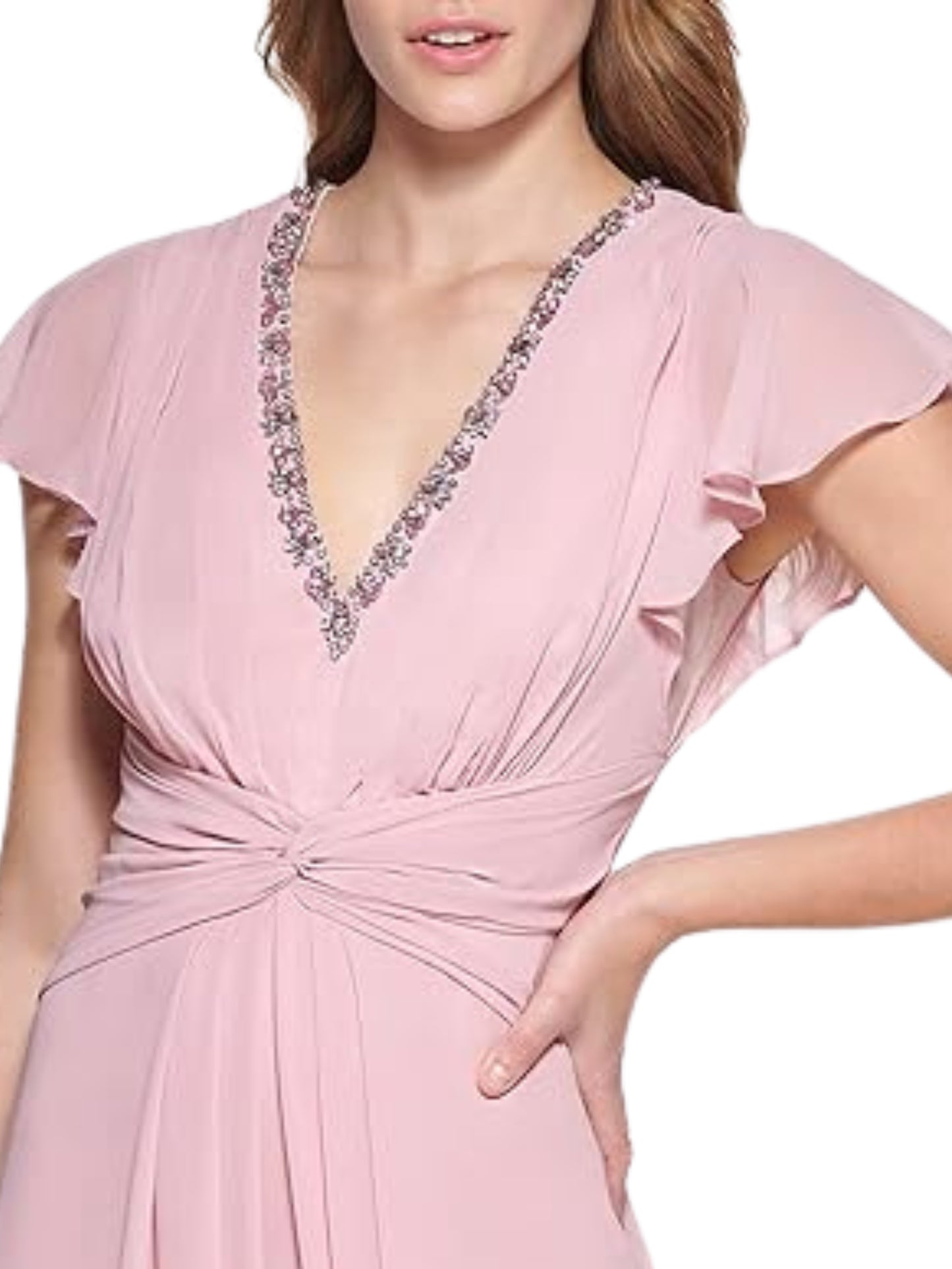 Vestido Largo Manga Corta en Gasa - Escorpio Boutique