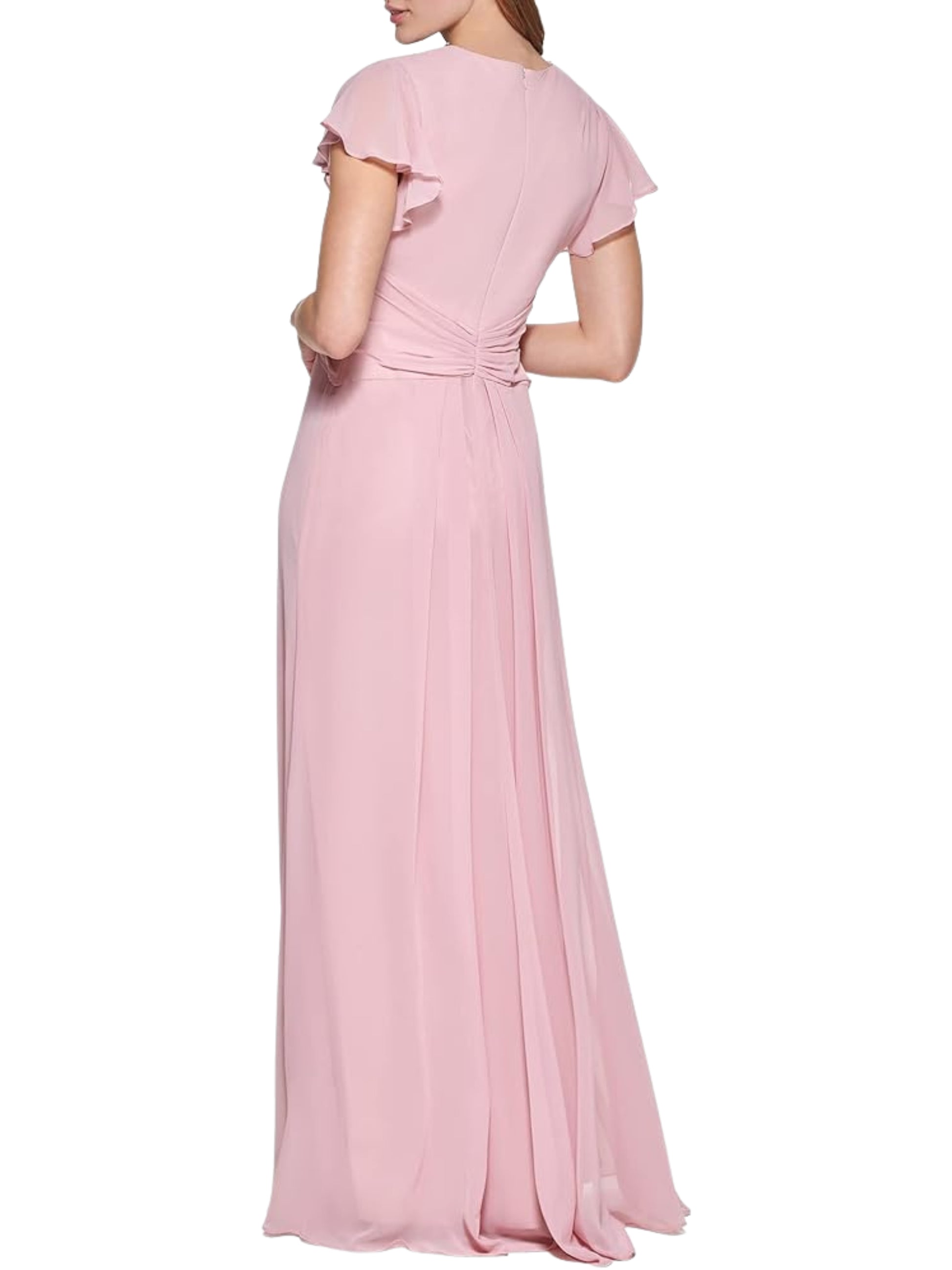 Vestido Largo Manga Corta en Gasa - Escorpio Boutique