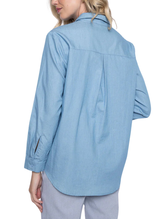 Blusa de denim con cristales
