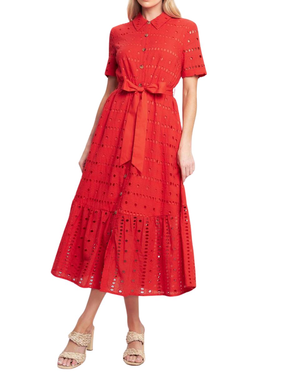 Vestido Midi Rojo Camisero - Escorpio Boutique
