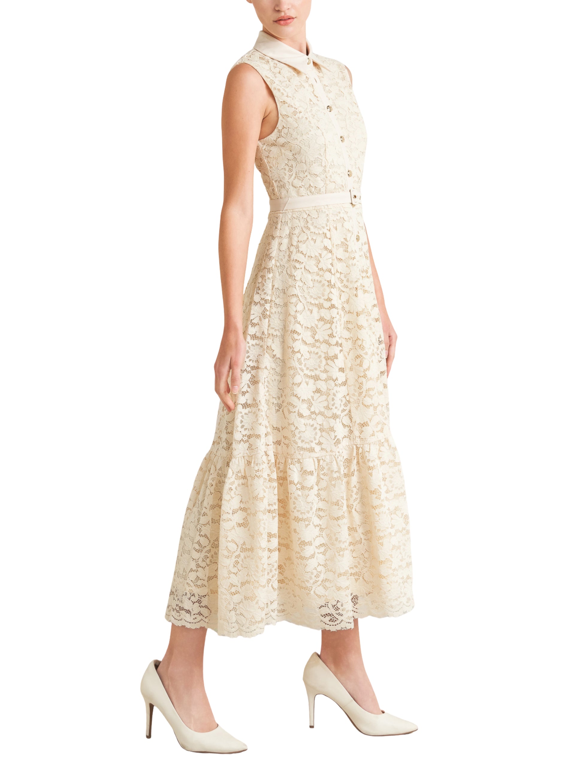 Vestido Midi de Encaje Sin Manga - Escorpio Boutique