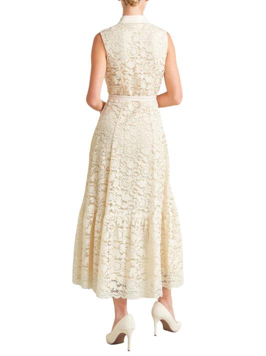 Vestido Midi de Encaje Sin Manga - Escorpio Boutique